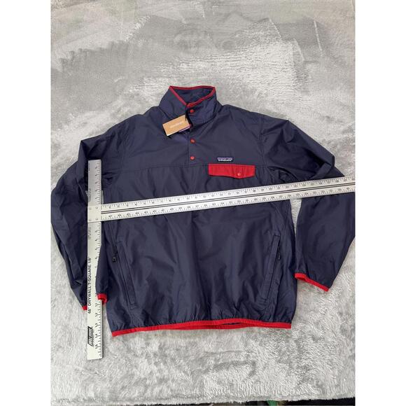 Patagonia Men’s Houdini Snap-T Pullover Jacket Navy/Redwindbreaker - Picture 3 of 5